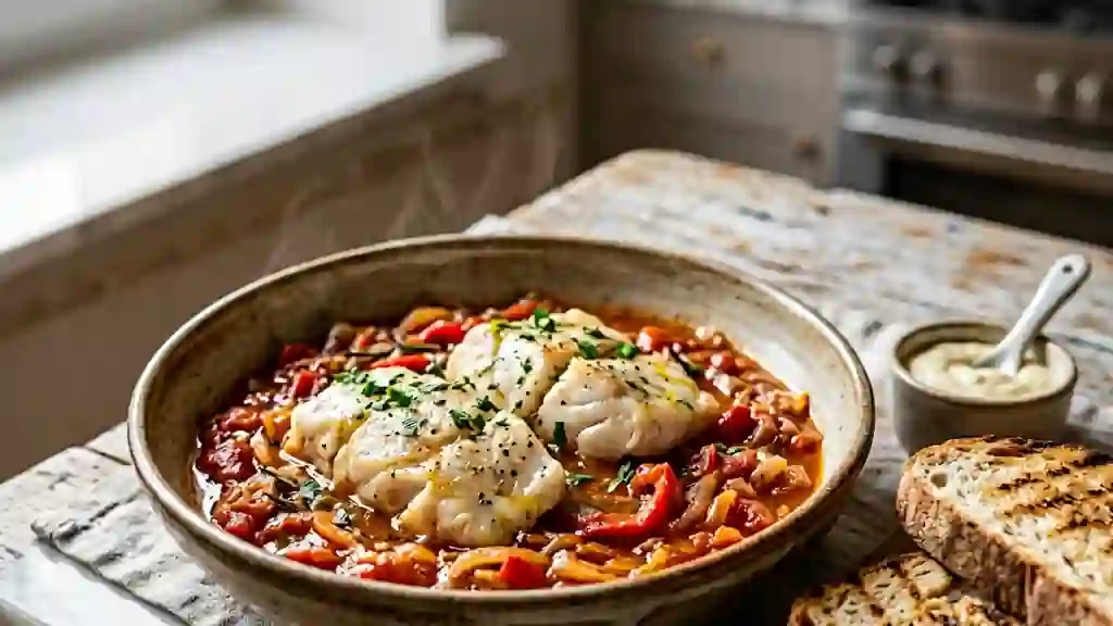 Poisson blanc fondant et sa compotée provençale - Photo de présentation