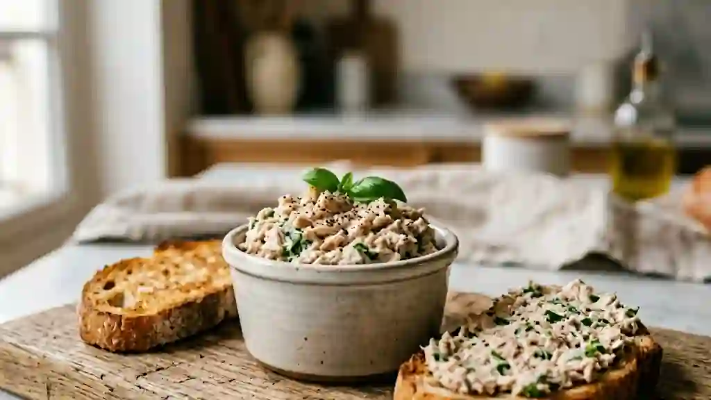Rillettes de thon crémeuses au basilic frais - Photo de présentation