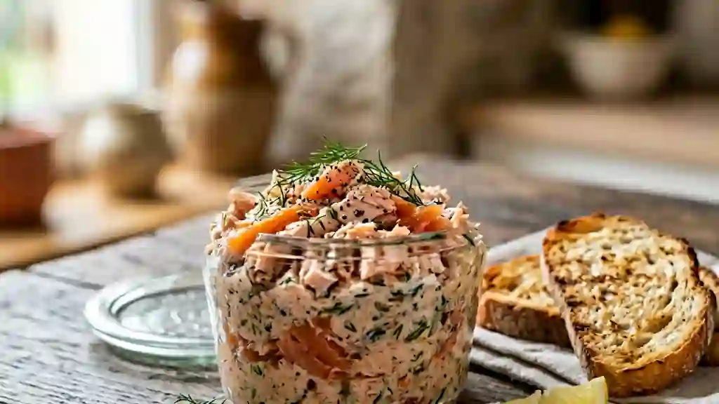 Rillettes onctueuses aux deux truites et aneth - Photo de présentation