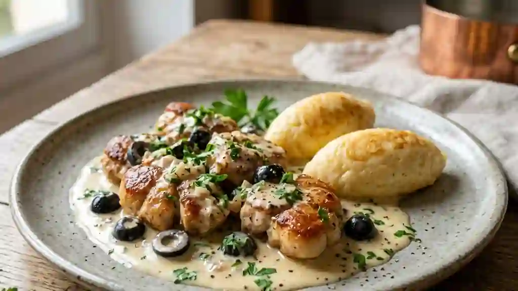 Ris de veau aux olives et quenelles fondantes - Photo de présentation