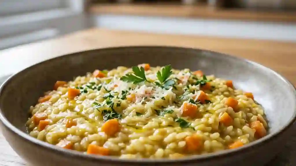 Risotto fondant aux carottes et curry doux - Photo de présentation