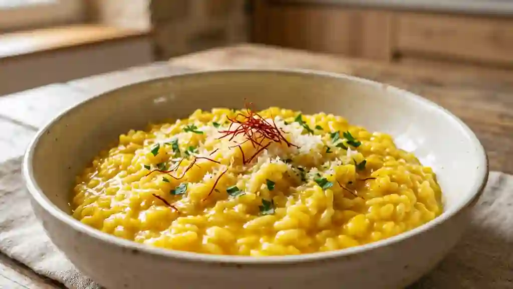 Risotto crémeux au safran intense - Photo de présentation