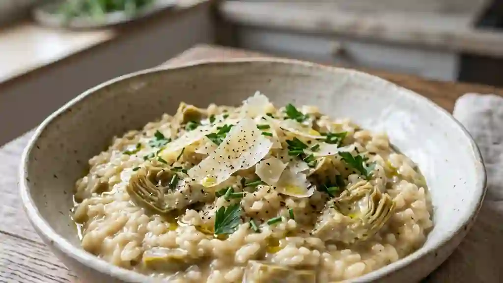 Risotto aux artichauts onctueux et fondant - Photo de présentation