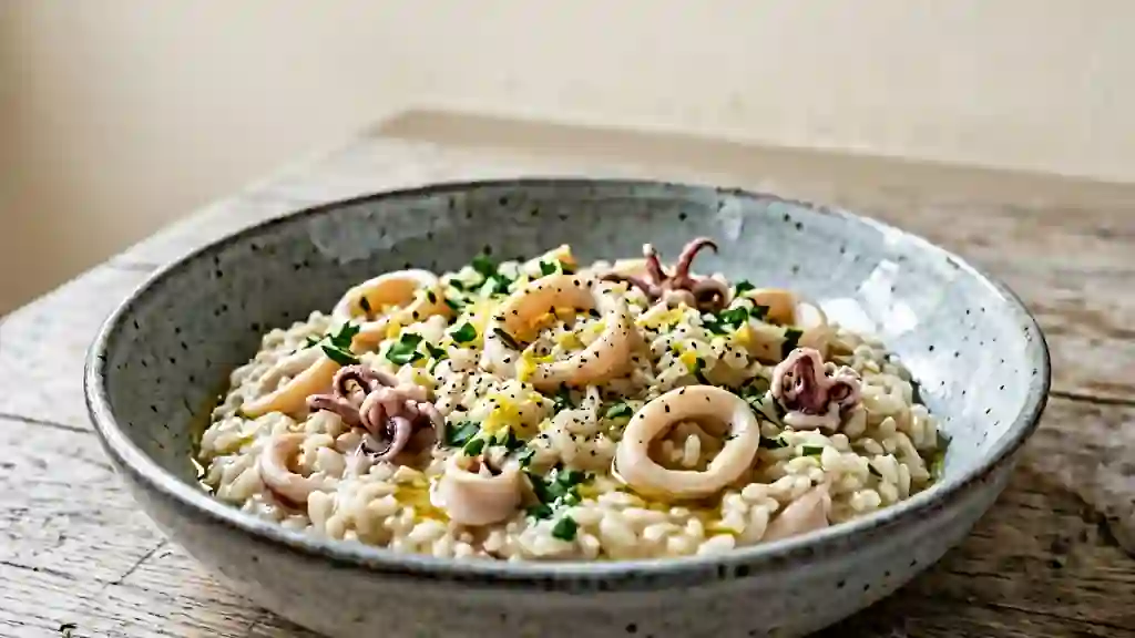 Risotto crémeux aux calamars et parmesan - Photo de présentation