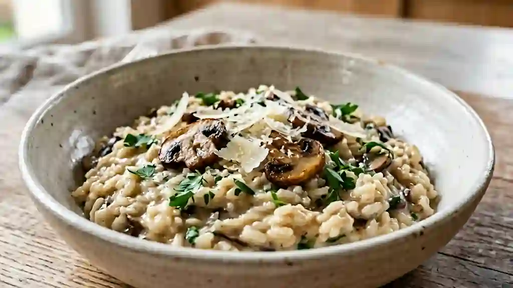 Risotto onctueux aux champignons et parmesan - Photo de présentation