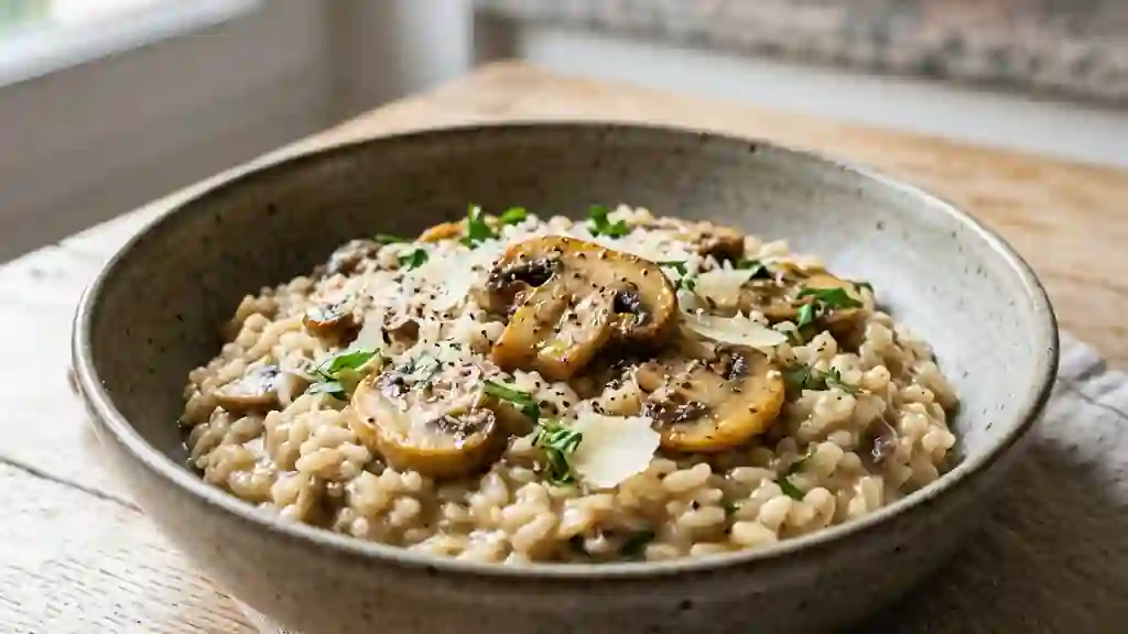 Risotto Onctueux aux Champignons et Parmesan - Photo de présentation
