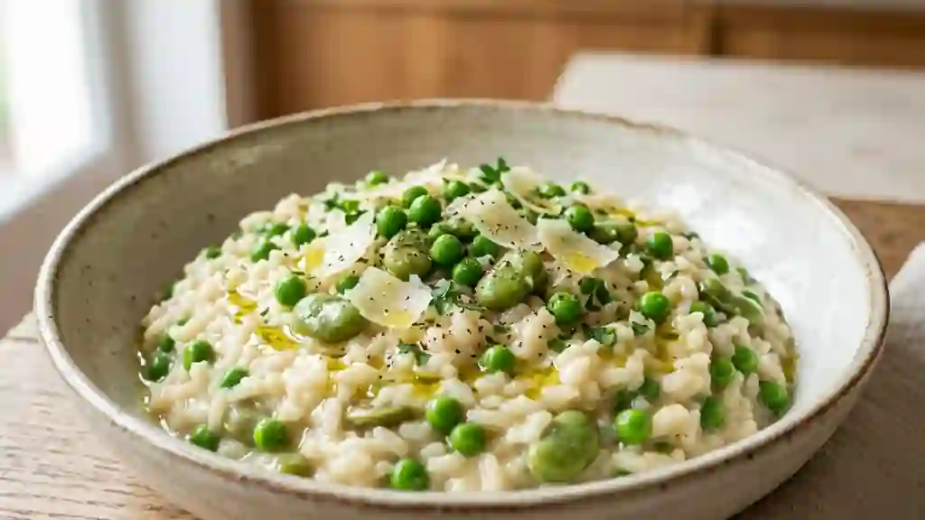 Risotto Printanier Crémeux Fèves et Petits Pois - Photo de présentation
