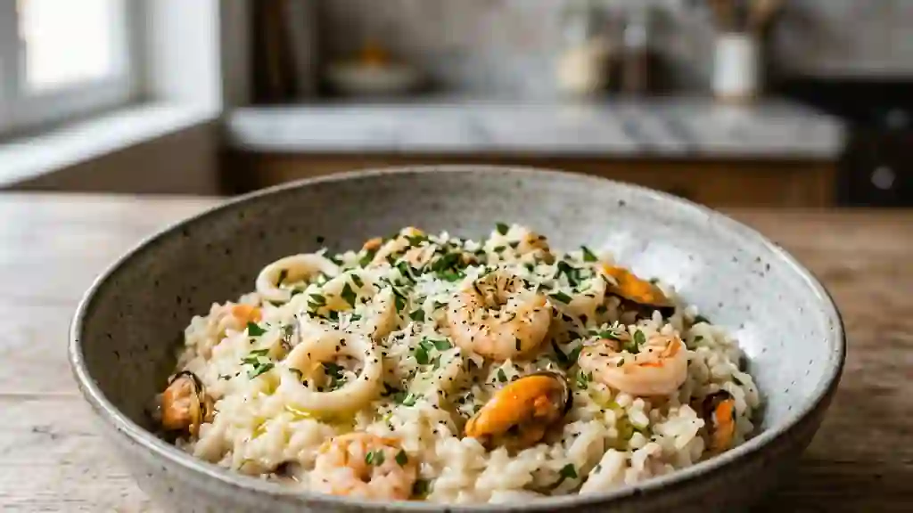Risotto Crémeux aux Fruits de Mer et Parmesan - Photo de présentation