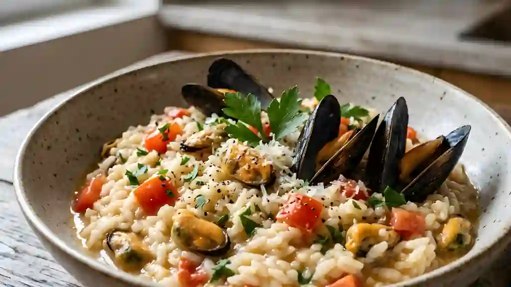 Risotto Crémeux aux Moules et Tomates Fraîches - Photo de présentation