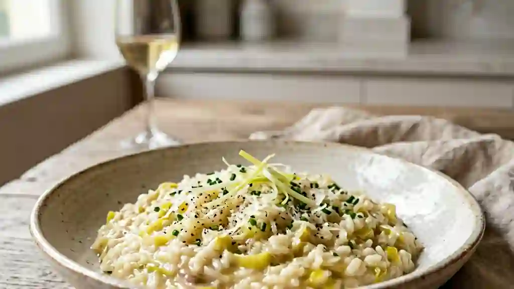Risotto fondant aux poireaux et parmesan - Photo de présentation