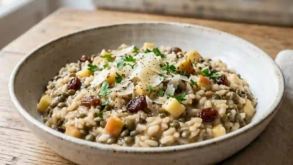 Risotto Crémeux aux Pommes et Lentilles Vertes - Photo de présentation