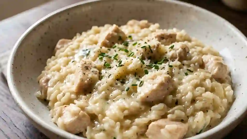 Risotto onctueux au poulet et gorgonzola - Photo de présentation