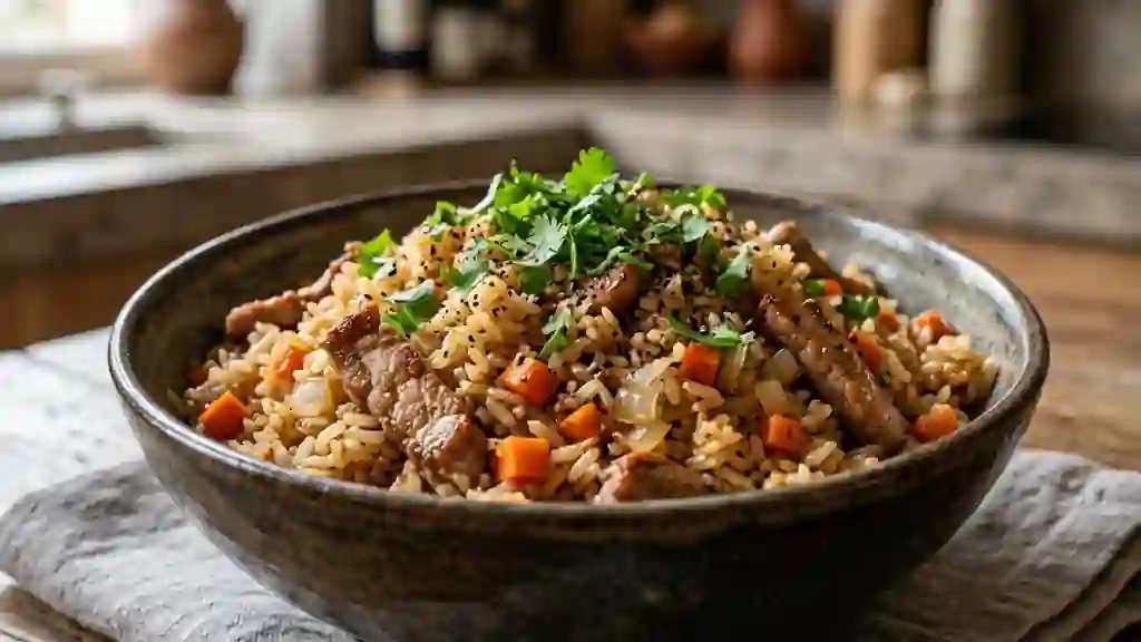 Riz sauté au porc et nuoc-mâm - Photo de présentation