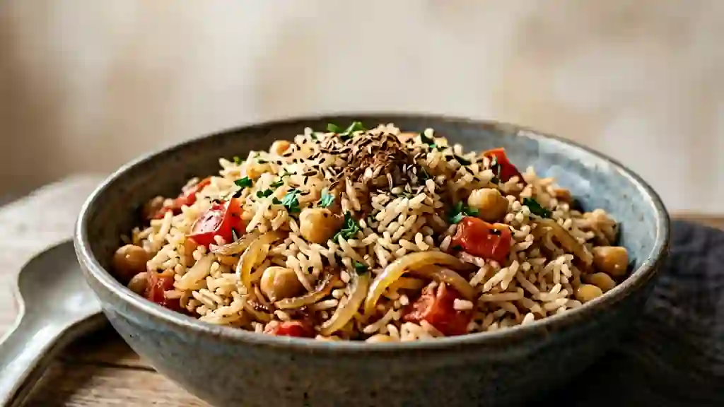 Riz Égyptien Fondant aux Épices et Pois Chiches - Photo de présentation