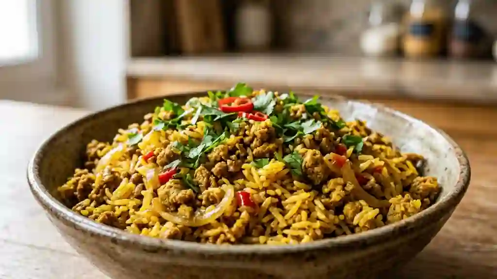 Riz au bœuf mauricien, fondant et épicé - Photo de présentation