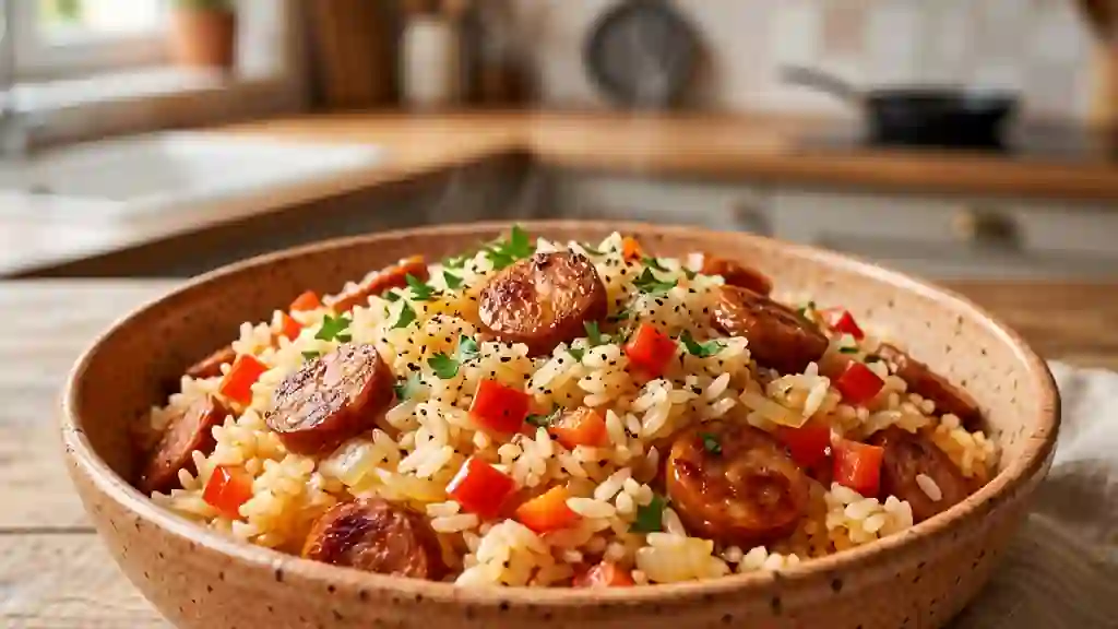 Riz au chorizo fondant et poivrons croquants - Photo de présentation