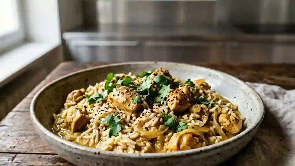 Riz au curry onctueux au lait de coco - Photo de présentation