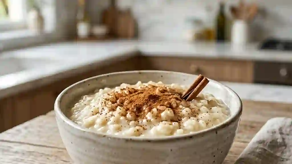 Riz au lait onctueux parfumé à la cannelle - Photo de présentation
