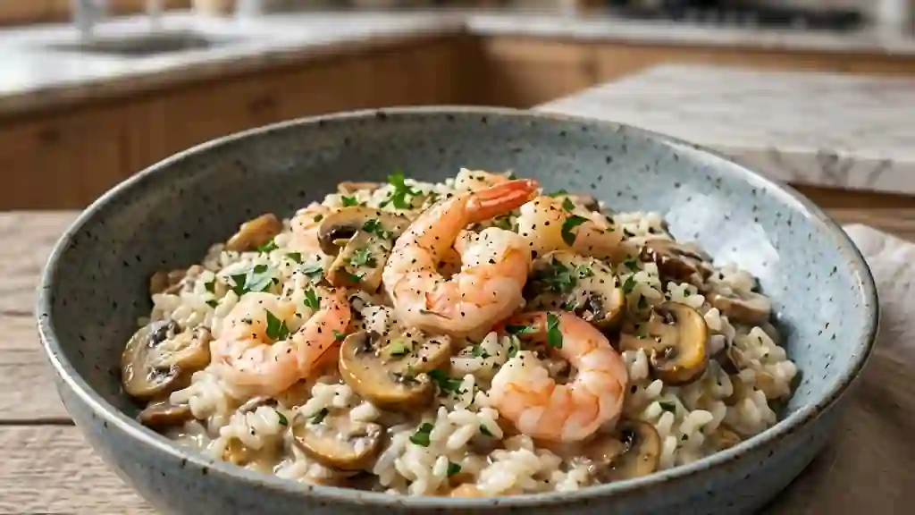 Riz Crémeux aux Crevettes et Champignons - Photo de présentation