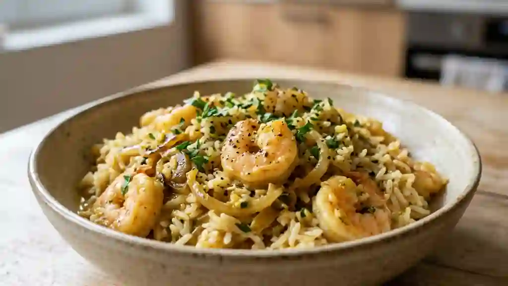Riz Crémeux aux Crevettes, Coco et Curry - Photo de présentation