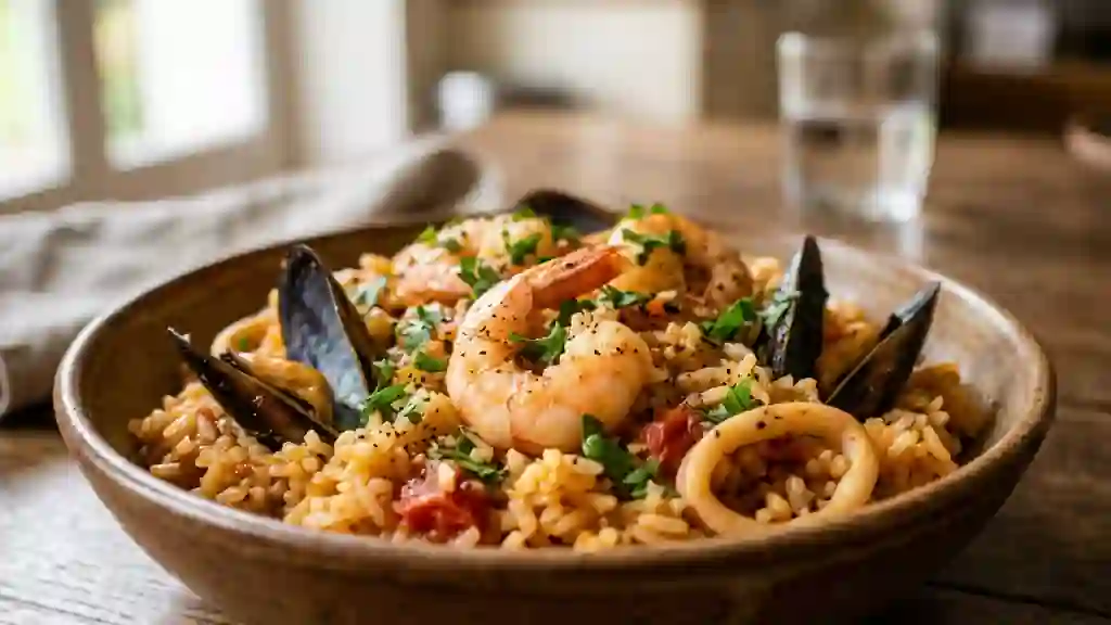 Riz marin parfumé aux fruits de mer - Photo de présentation