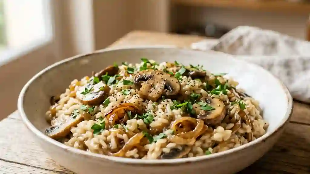 Riz fondant aux oignons caramélisés - Photo de présentation