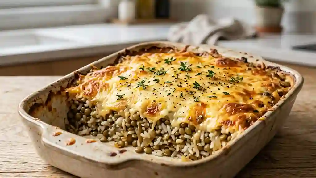 Riz et lentilles gratinés, croûte fondante - Photo de présentation