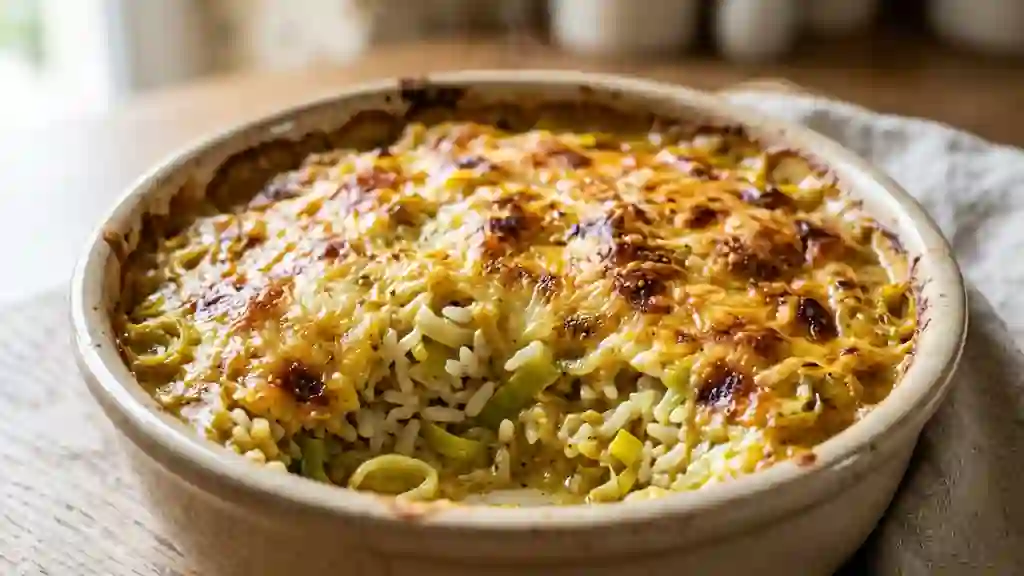 Riz gratiné aux poireaux et curry fondant - Photo de présentation