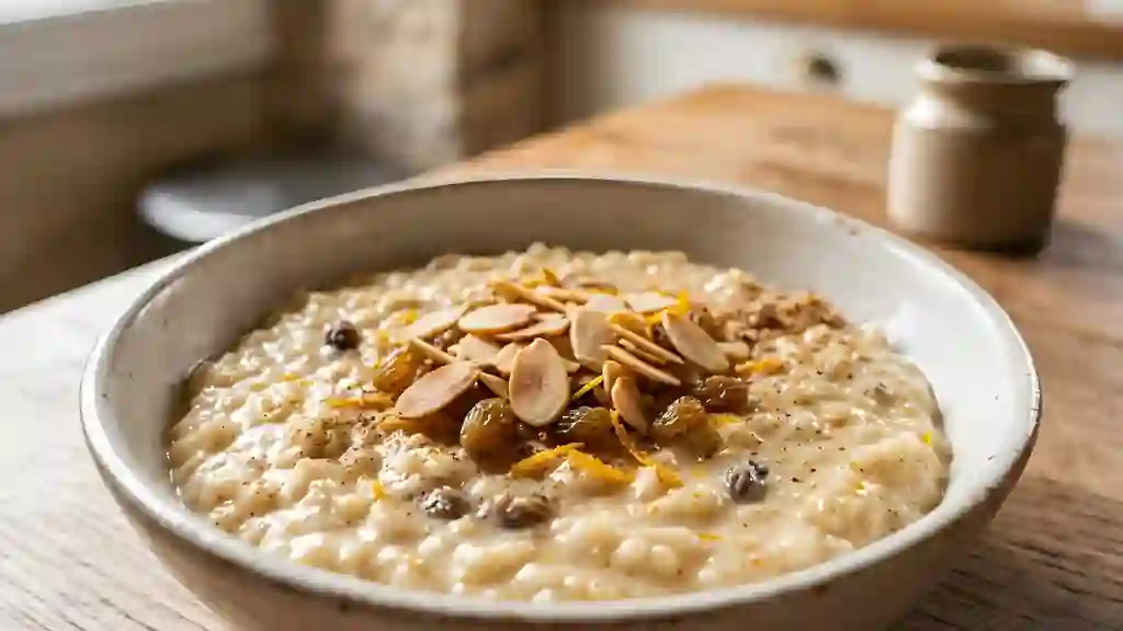 Riz onctueux aux épices de Noël et amandes - Photo de présentation