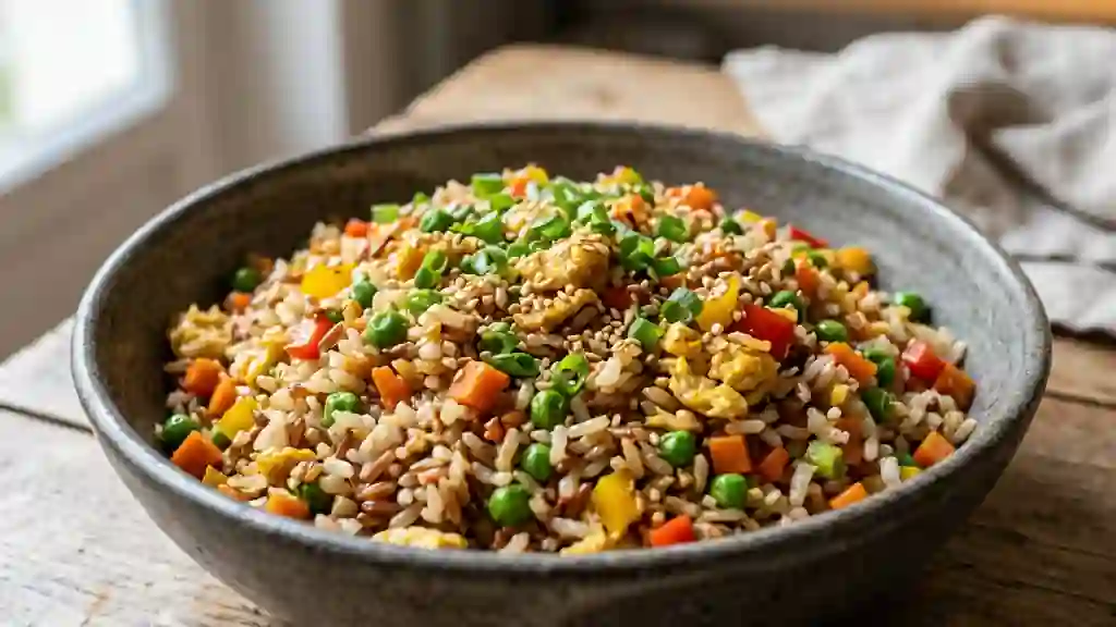 Riz sauté au wok, croquant et parfumé - Photo de présentation