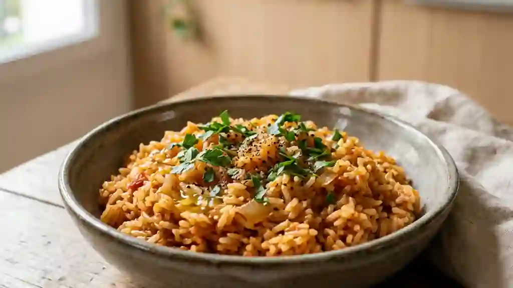 Riz épicé à la tomate et curry - Photo de présentation