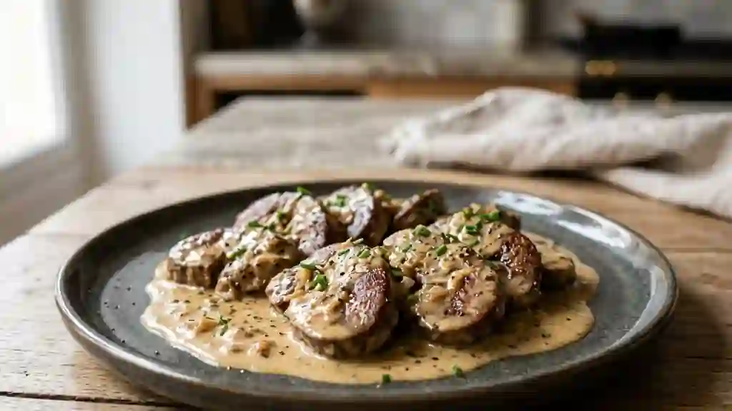 Rognons de bœuf à la crème de moutarde - Photo de présentation