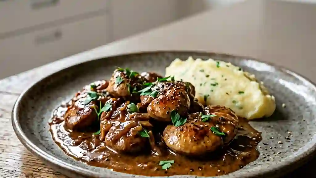 Rognons de porc fondants au cognac et crème - Photo de présentation