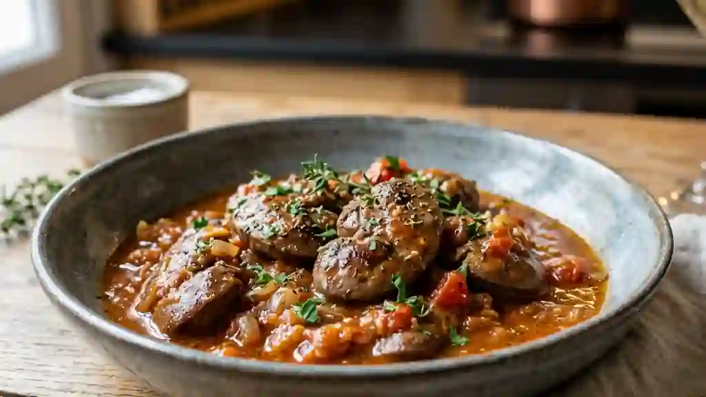 Rognons de veau fondants à la tomate et vin blanc - Photo de présentation