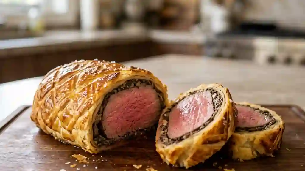 Rôti de bœuf en croûte doré et fondant - Photo de présentation