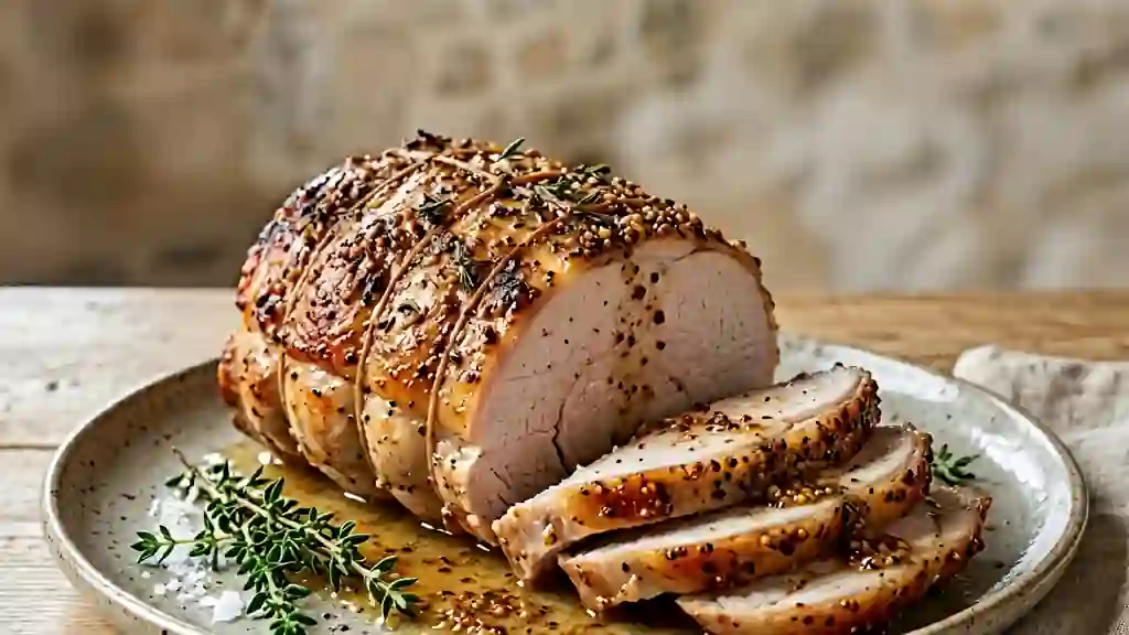 Rôti de dindonneau en croûte de moutarde - Photo de présentation
