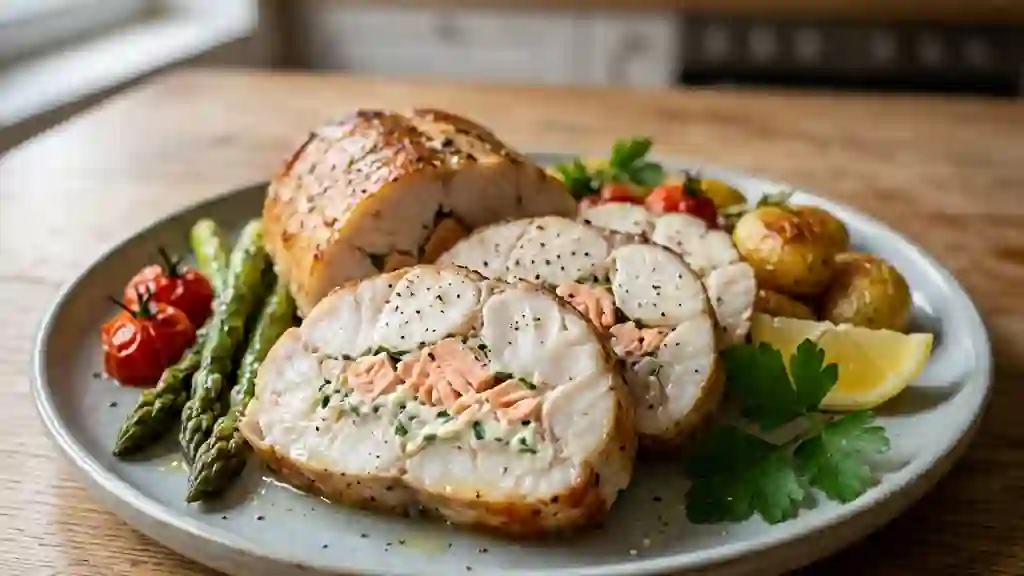 Rôti de lotte au saumon et crème citronnée - Photo de présentation