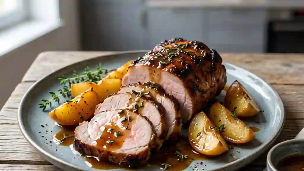 Rôti de porc caramélisé aux pommes fondantes - Photo de présentation