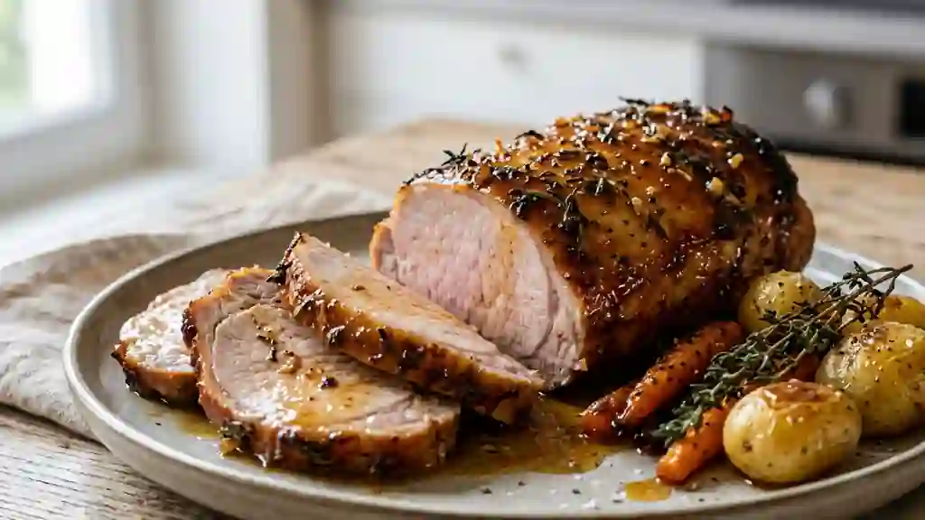 Rôti de porc laqué au miel et thym - Photo de présentation