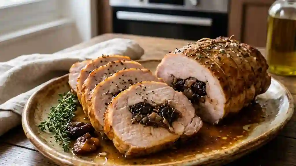 Rôti de porc farci aux pruneaux fondants - Photo de présentation