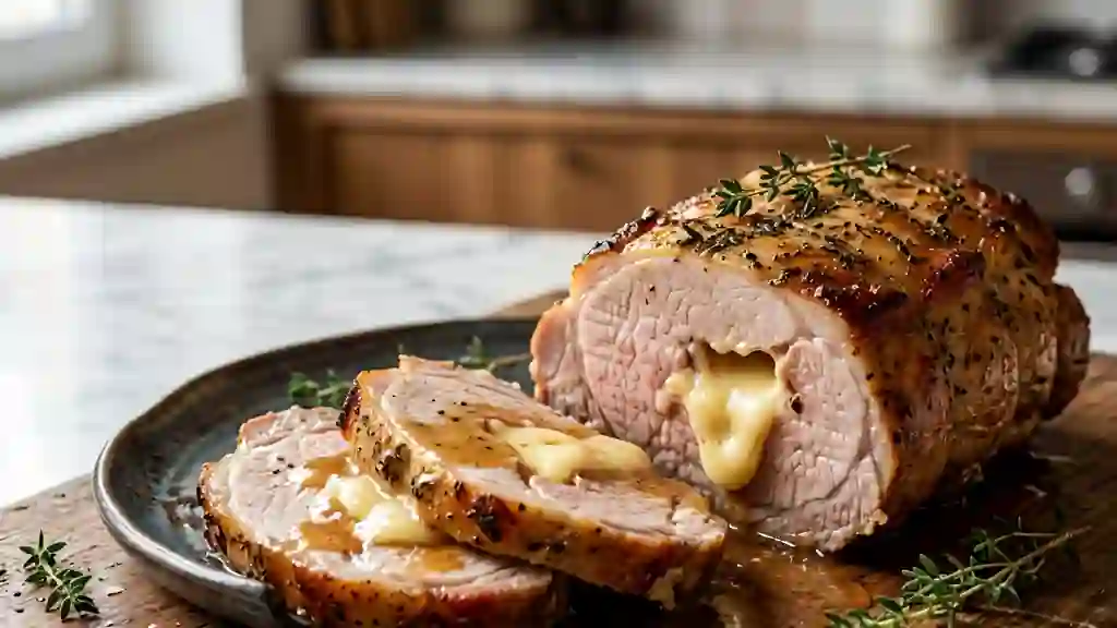 Rôti de porc fondant à l'emmental coulant - Photo de présentation