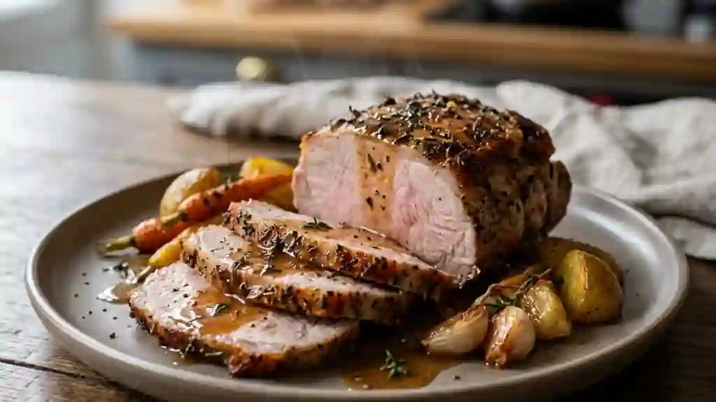 Rôti de porc fondant au saindoux et thym - Photo de présentation