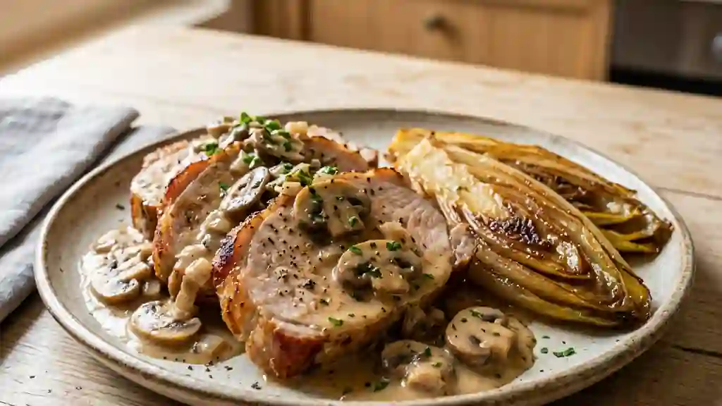 Rôti de porc fondant aux endives braisées - Photo de présentation