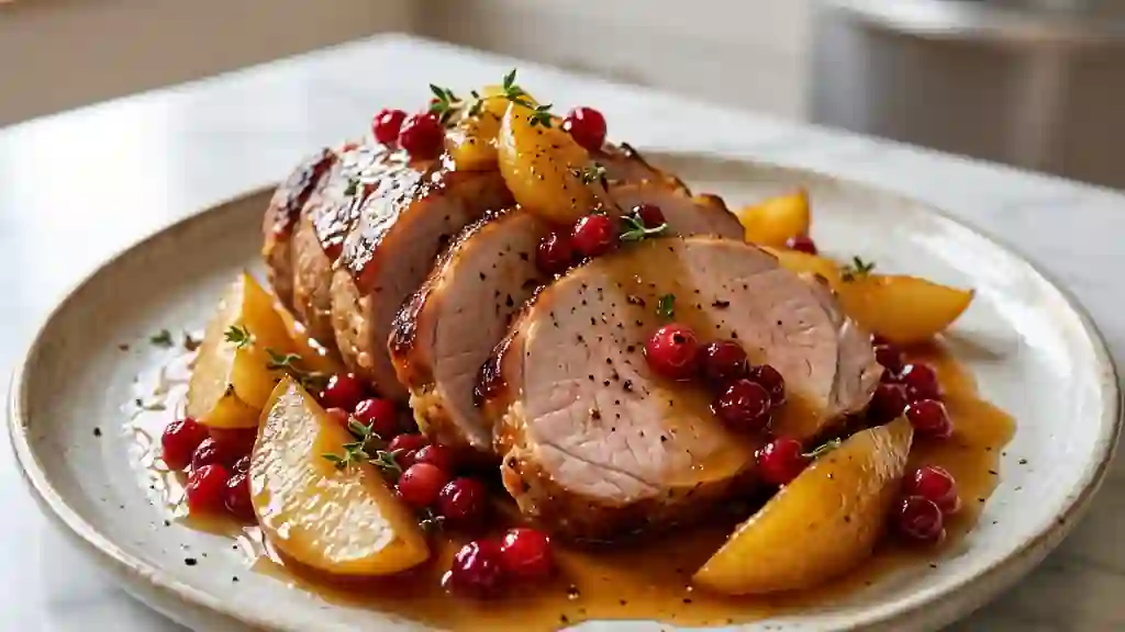 Rôti de porc fondant aux poires et airelles - Photo de présentation
