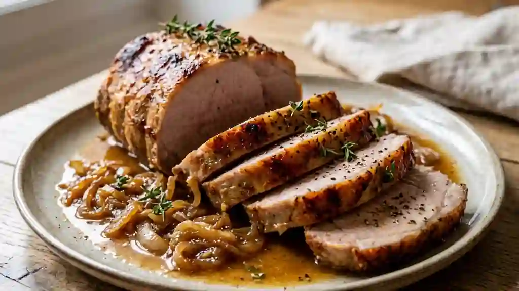 Rôti de porc fondant au cidre et thym - Photo de présentation