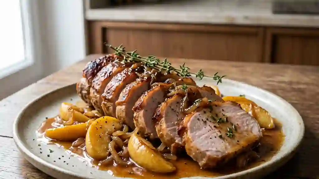 Rôti de porc fondant aux pommes et cidre brut - Photo de présentation