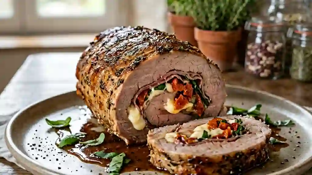 Rôti de veau fondant mozzarella et basilic - Photo de présentation