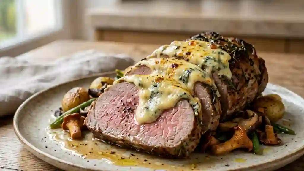 Rôti de veau fondant au bleu crémeux - Photo de présentation