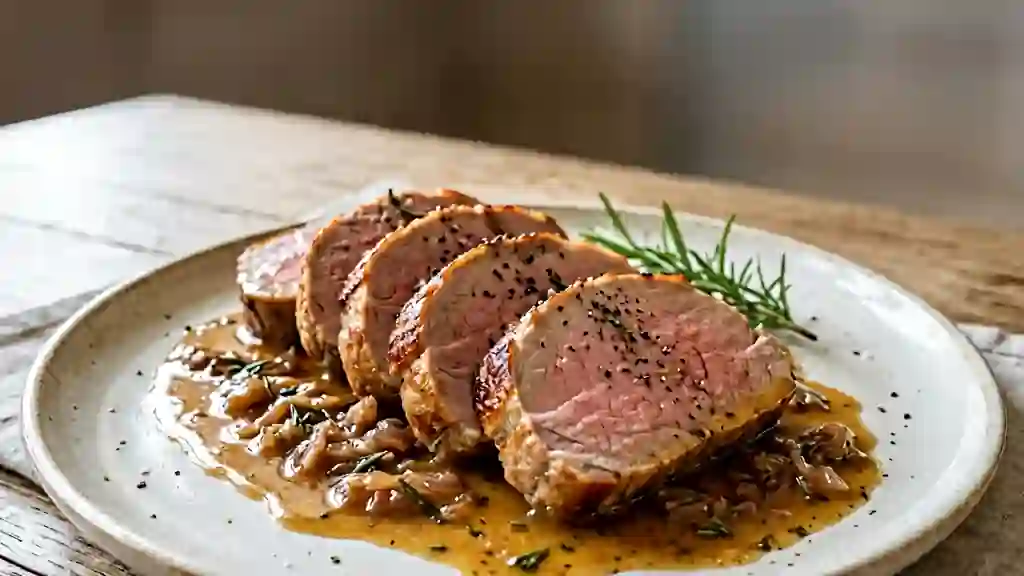 Rôti de veau fondant au vin blanc et romarin - Photo de présentation