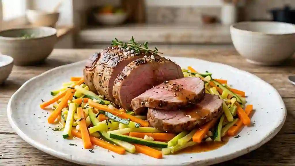 Rôti de veau fondant et sa julienne croquante - Photo de présentation